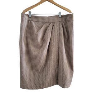 J. McLaughlin Maddie Brown Houndstooth knit pencil skirt size XL Preppy academia